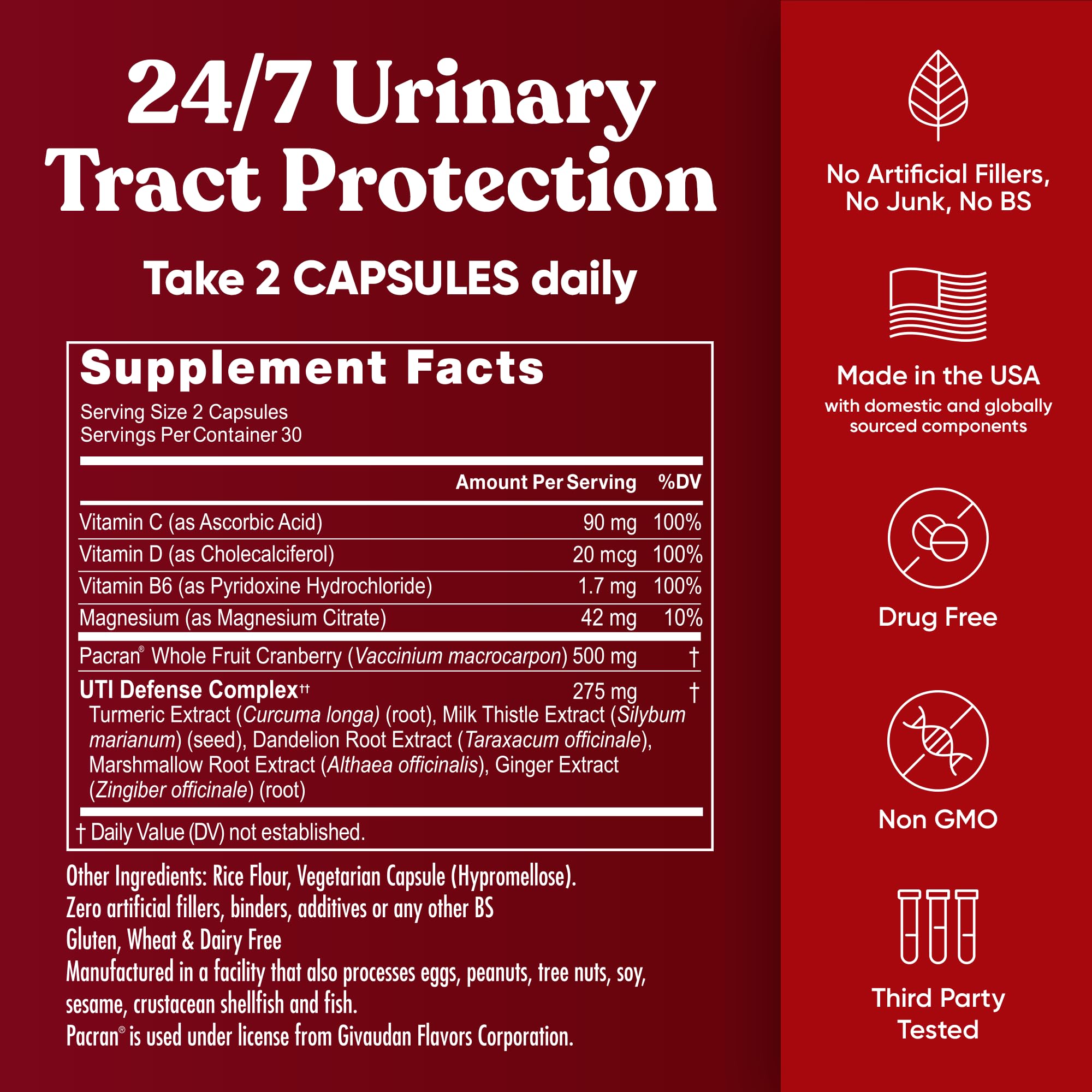 Eu Natural Killer Cranberry Supplement with glass of water
