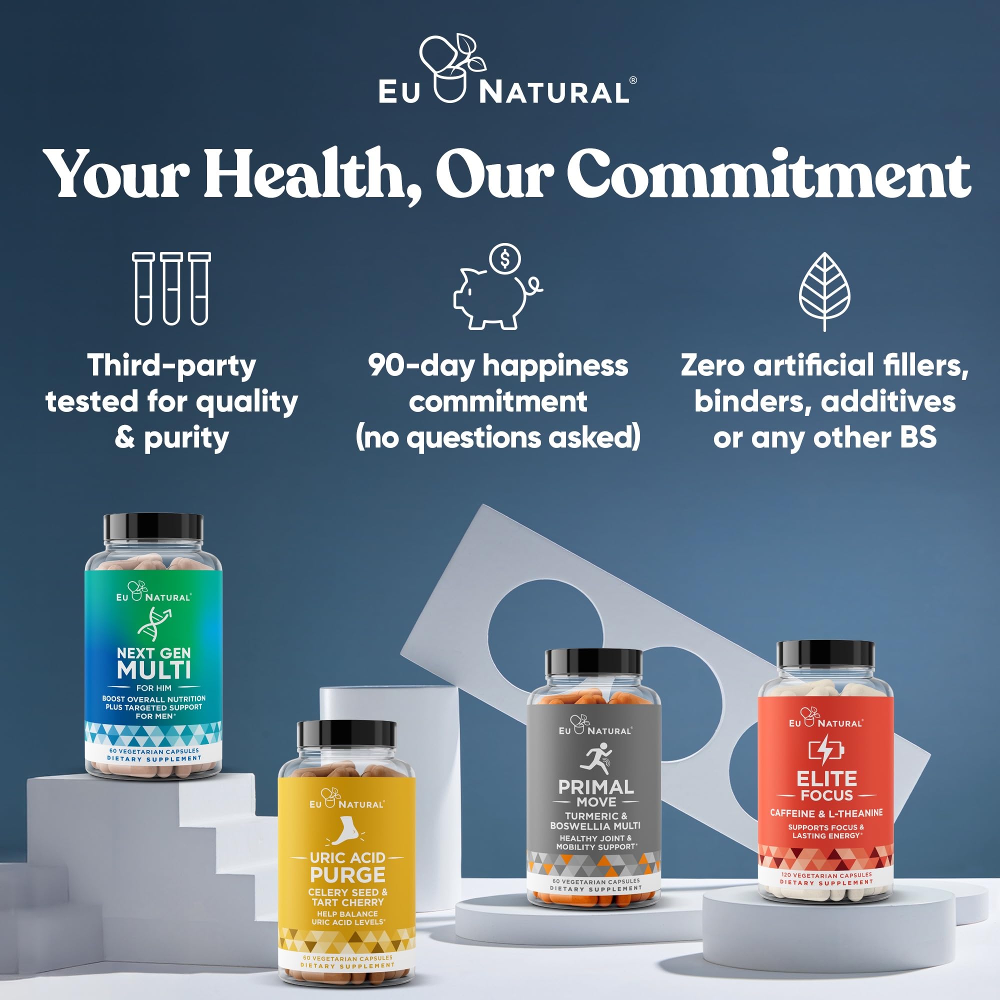 Eu Natural Male Fertility Support Supplement with a glass of water