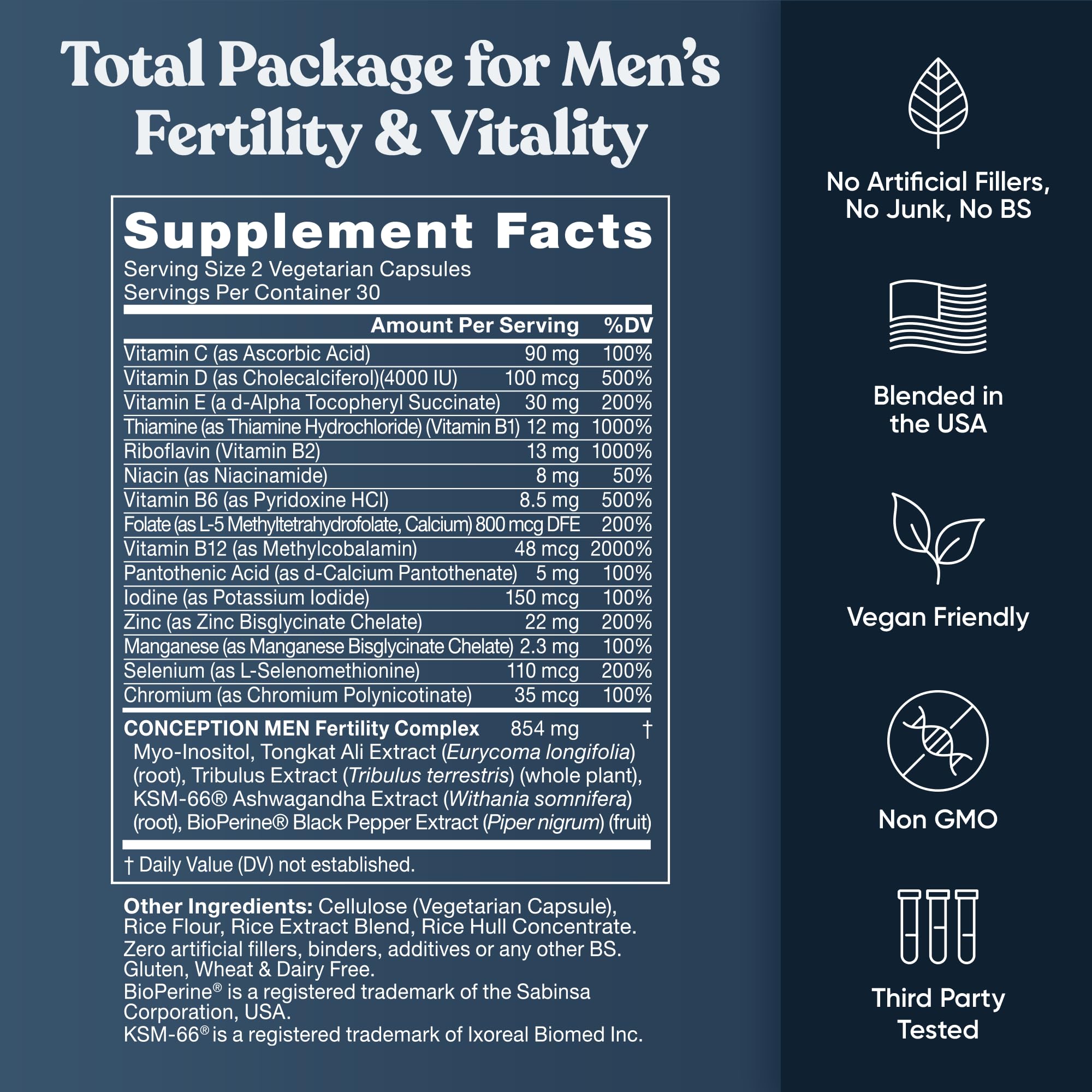 Eu Natural Male Fertility Support Supplement with a measuring spoon