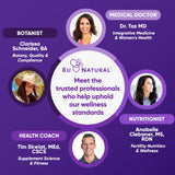 Eu Natural Menopause Balance Supplement 60 Capsules with a glass of water