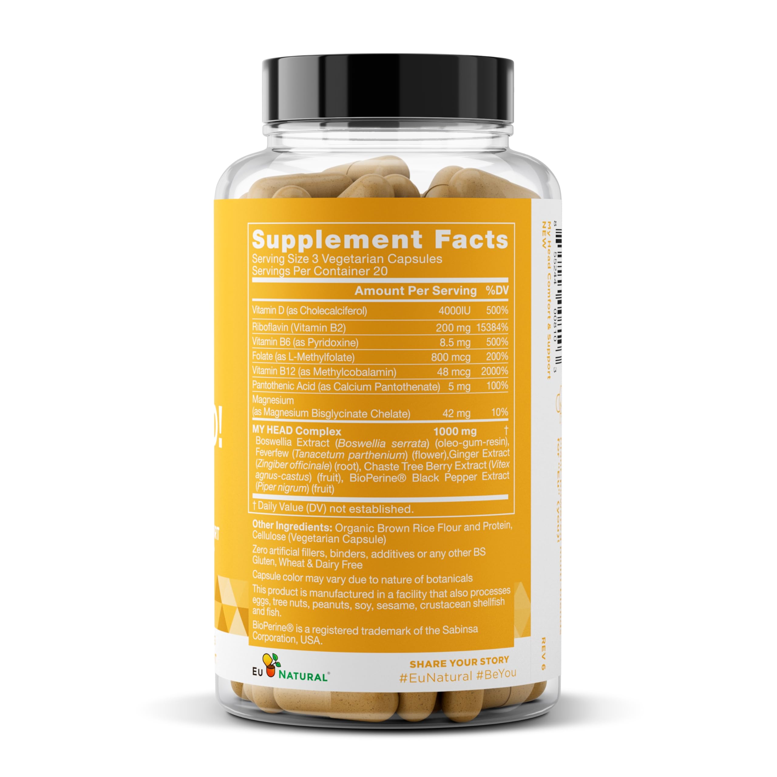 Eu Natural MY HEAD! Blended Vitamin & Mineral Supplement close-up of capsules