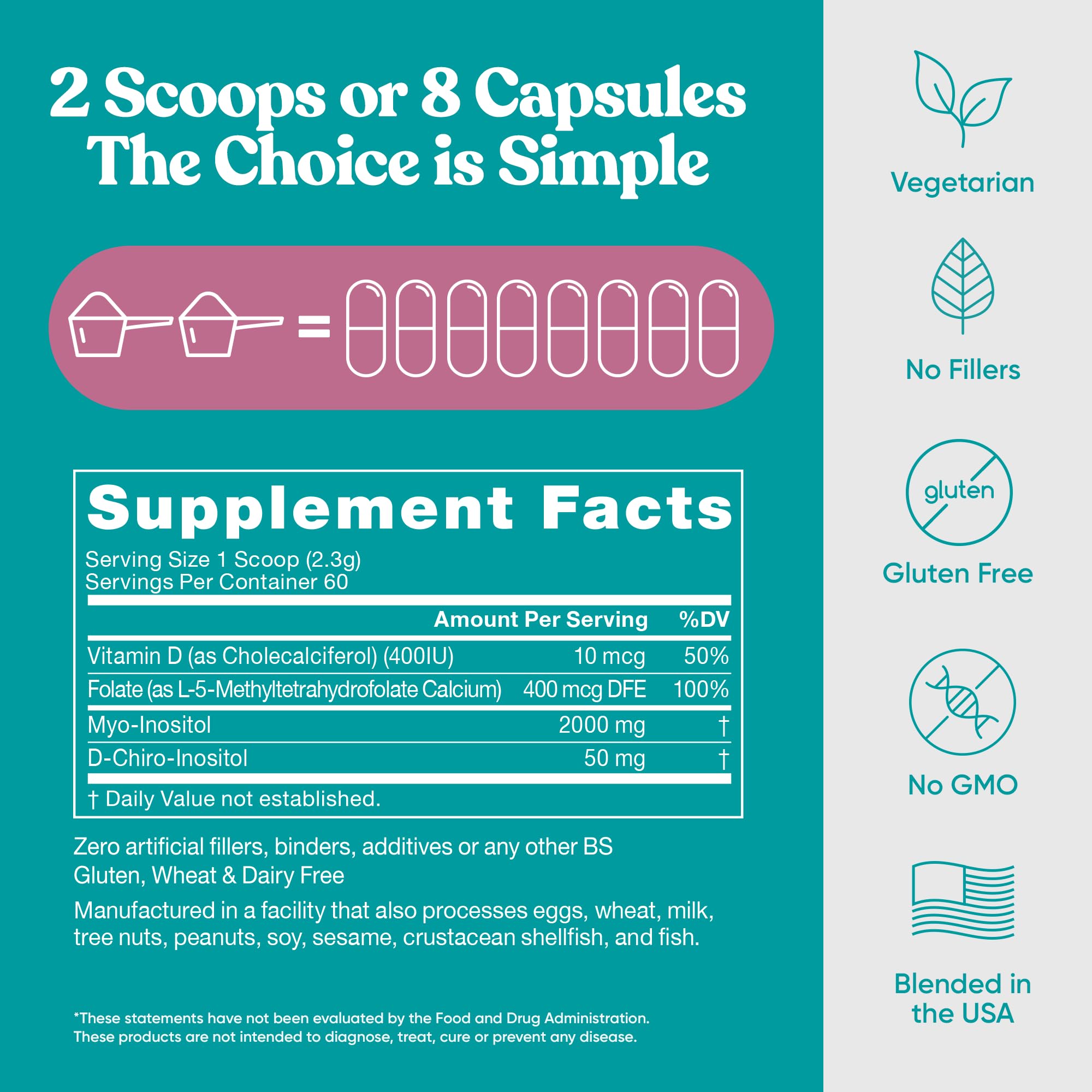 Eu Natural Regulate Max Myo-Inositol Powder scoop with powder