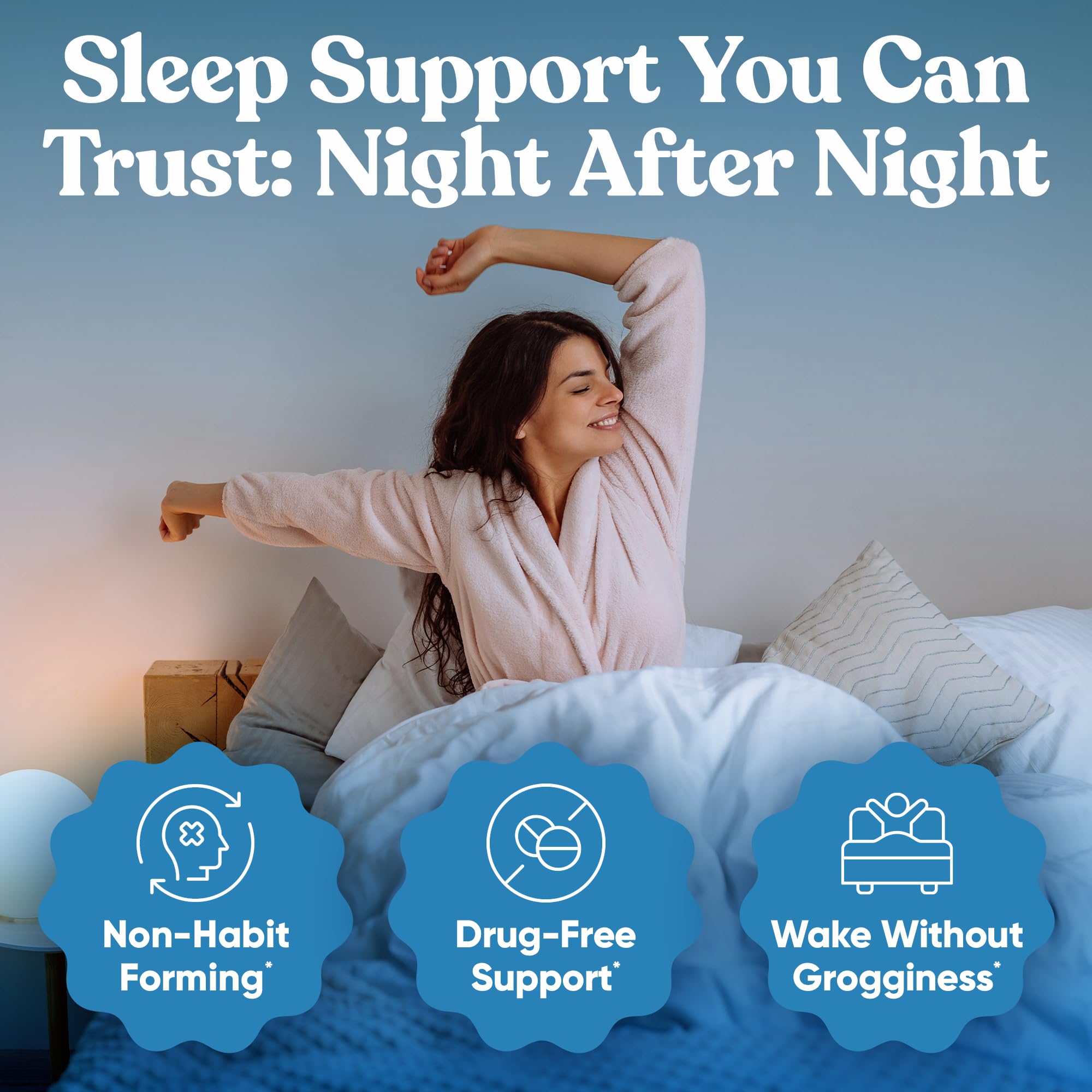 Eu Natural Serenity Sleep Aid 60 Veg Capsules on a wooden surface