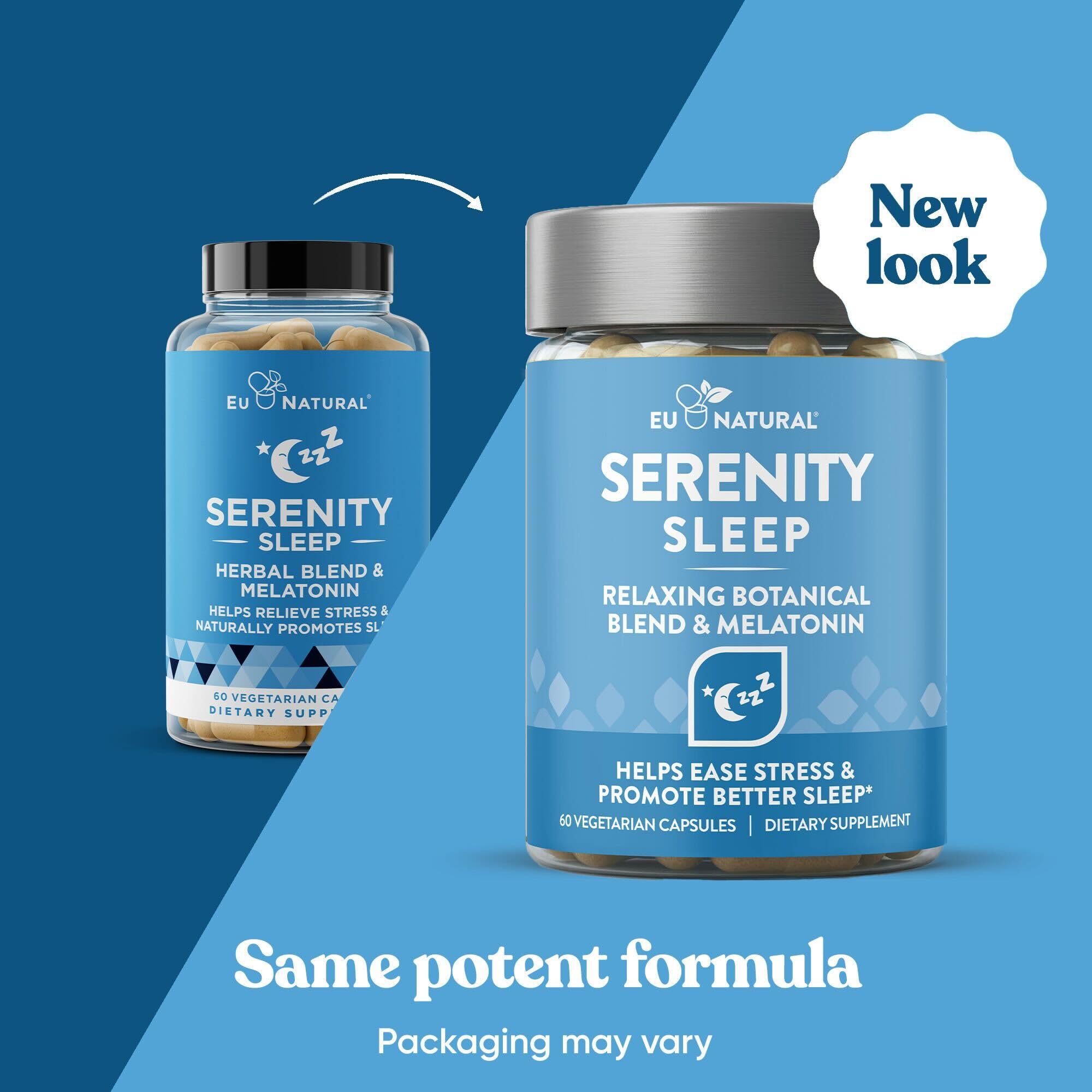 Eu Natural Serenity Sleep Aid 60 Veg Capsules side view
