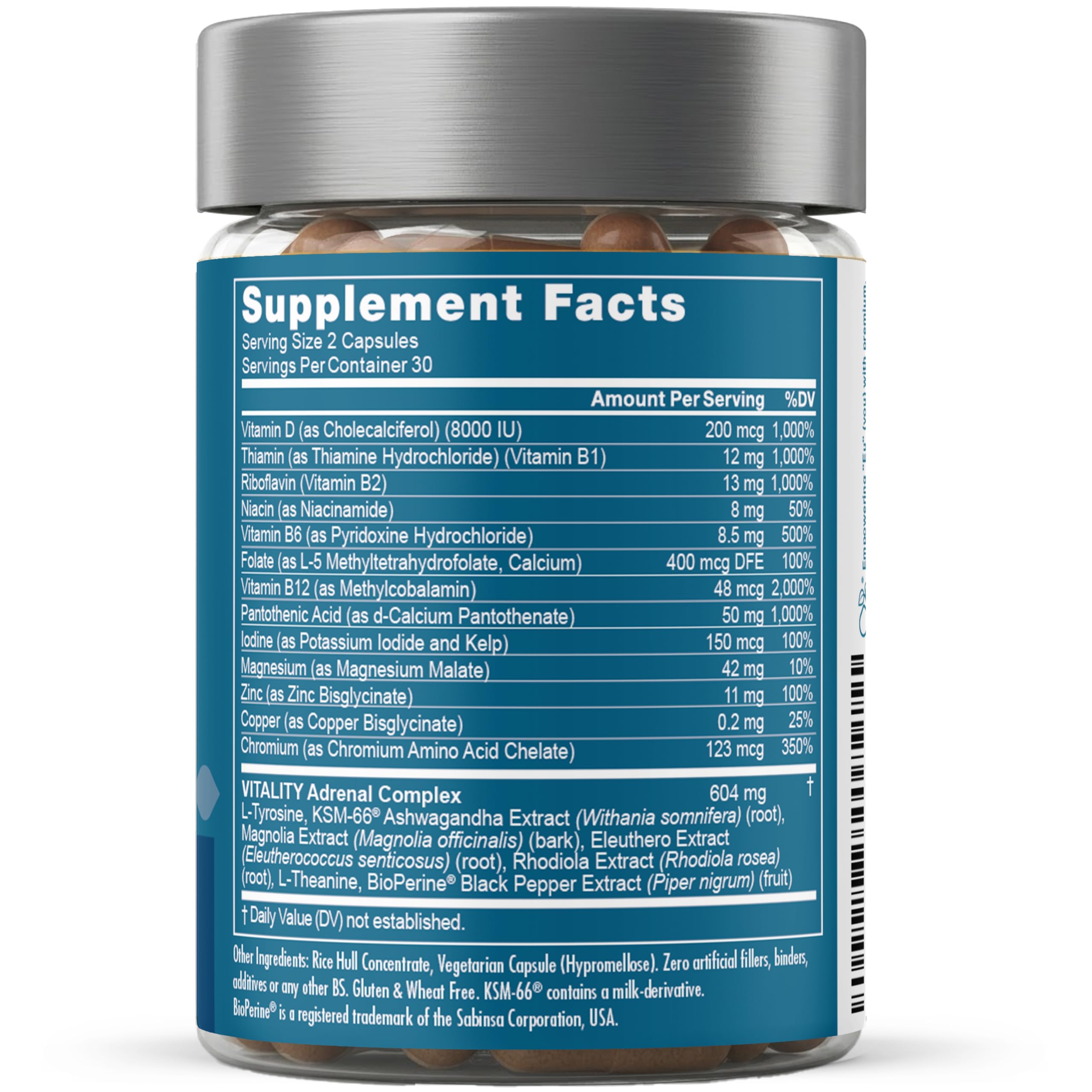 Eu Natural Vitality Adrenal Extracts 85g with other supplements