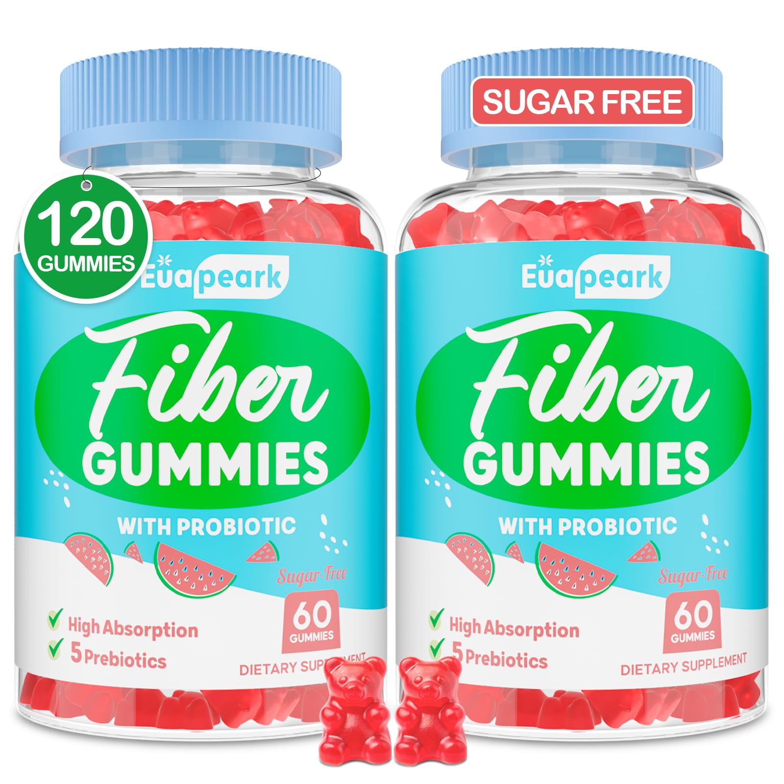 Euapeark Fiber Gummies 60 Count Watermelon Flavour front view