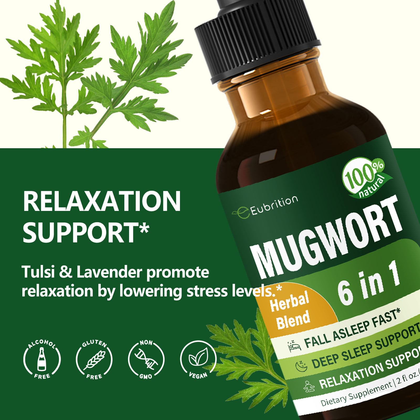 Eubrition Mugwort Herb Liquid Drops 2oz back view