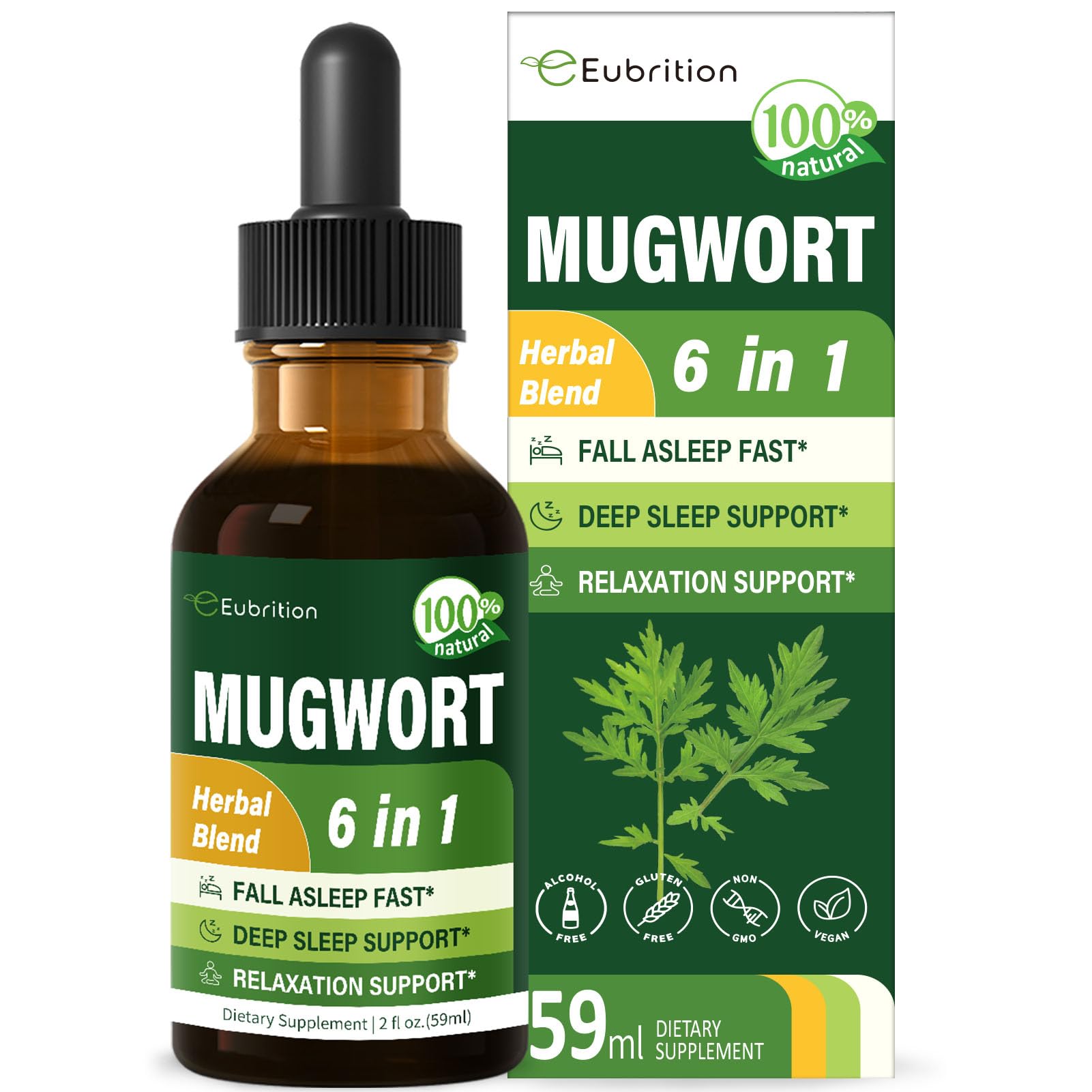 Eubrition Mugwort Herb Liquid Drops 2oz front view