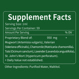 Eubrition Mugwort Herb Liquid Drops 2oz on a wooden table