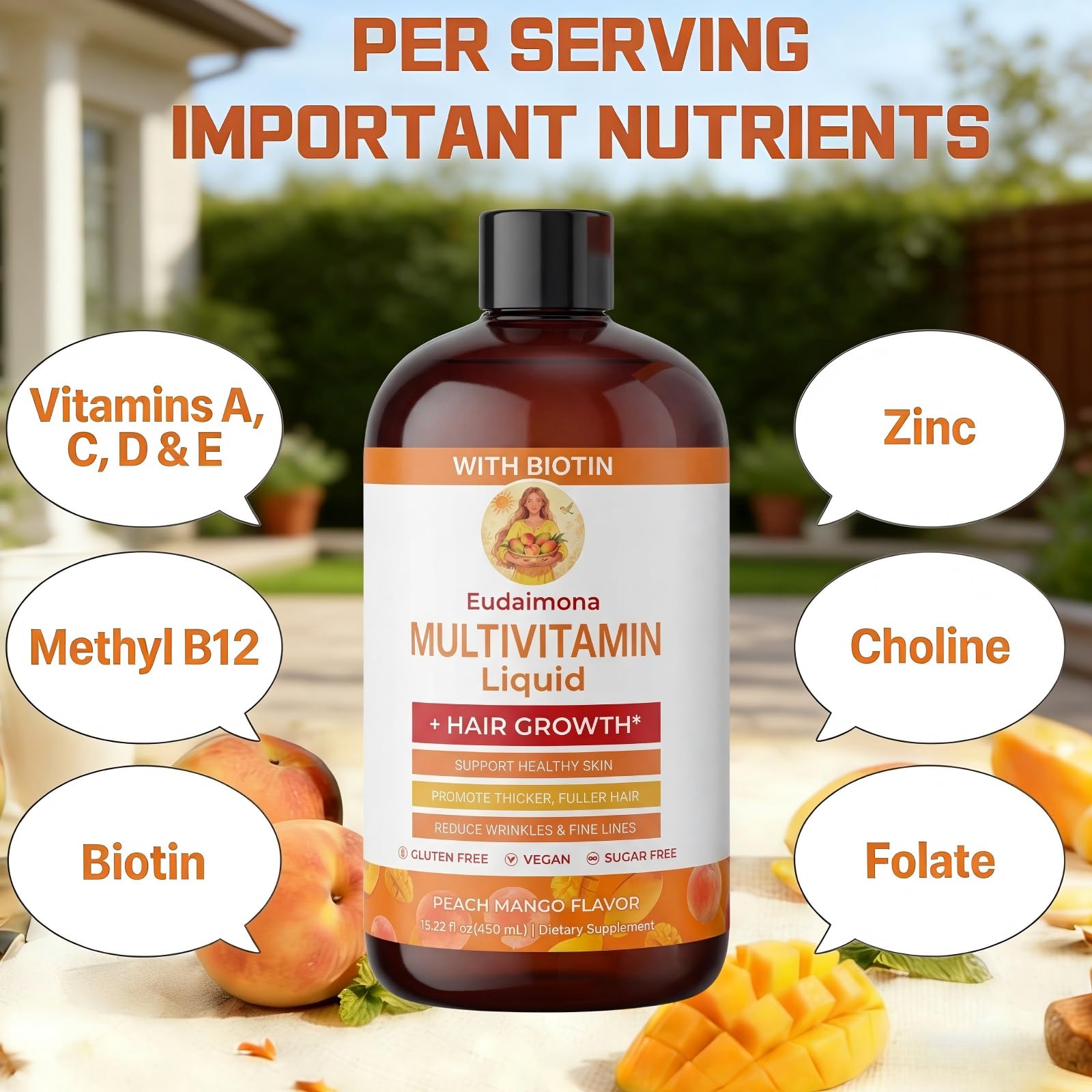 Eudaimona Multivitamin Liquid Supplement bottle back view