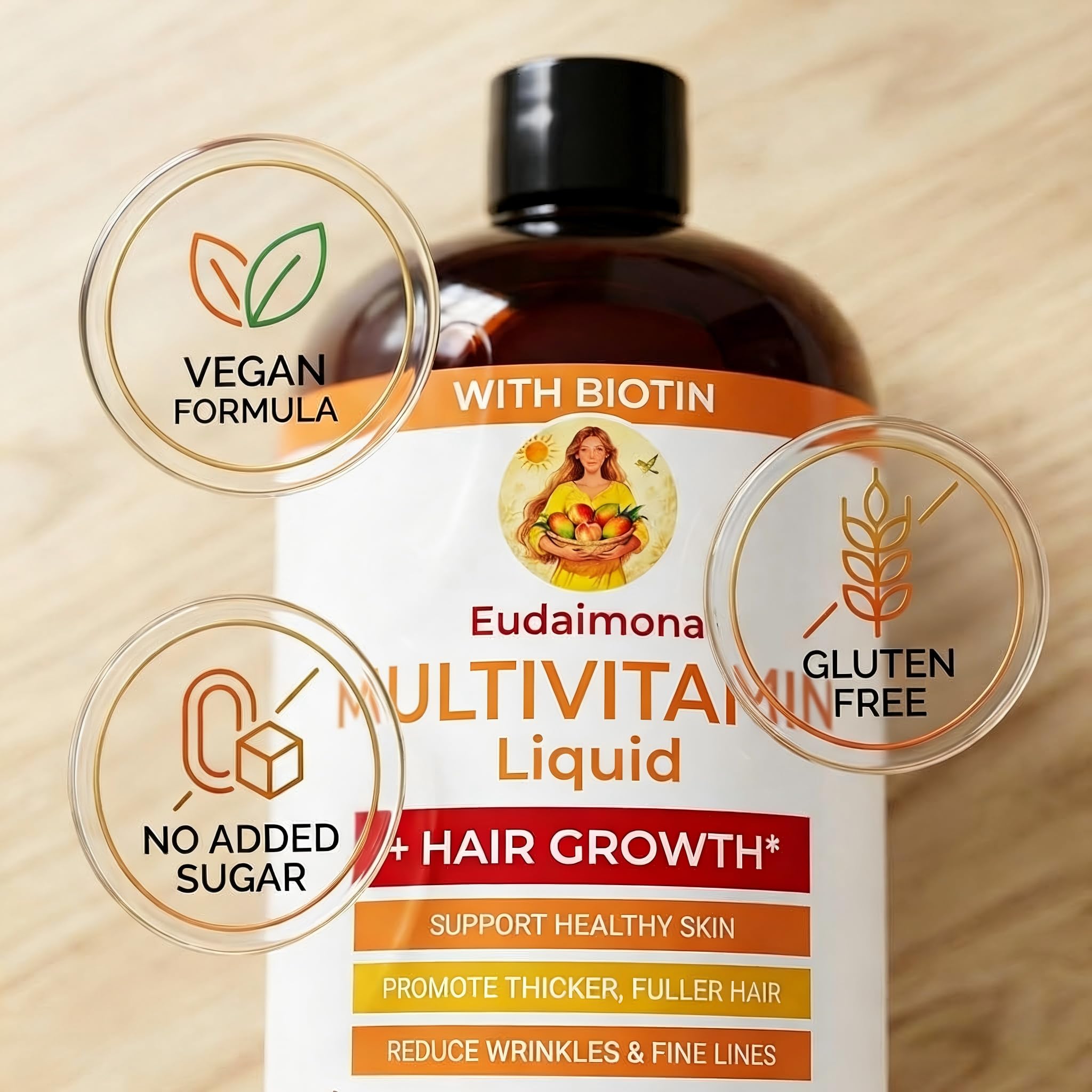 Eudaimona Multivitamin Liquid Supplement close-up of label