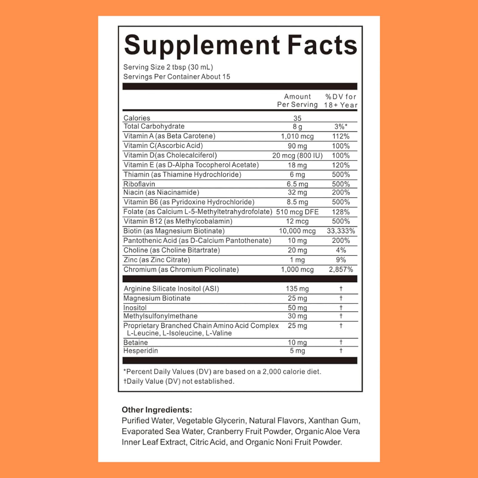 Eudaimona Multivitamin Liquid Supplement in a glass with fruit