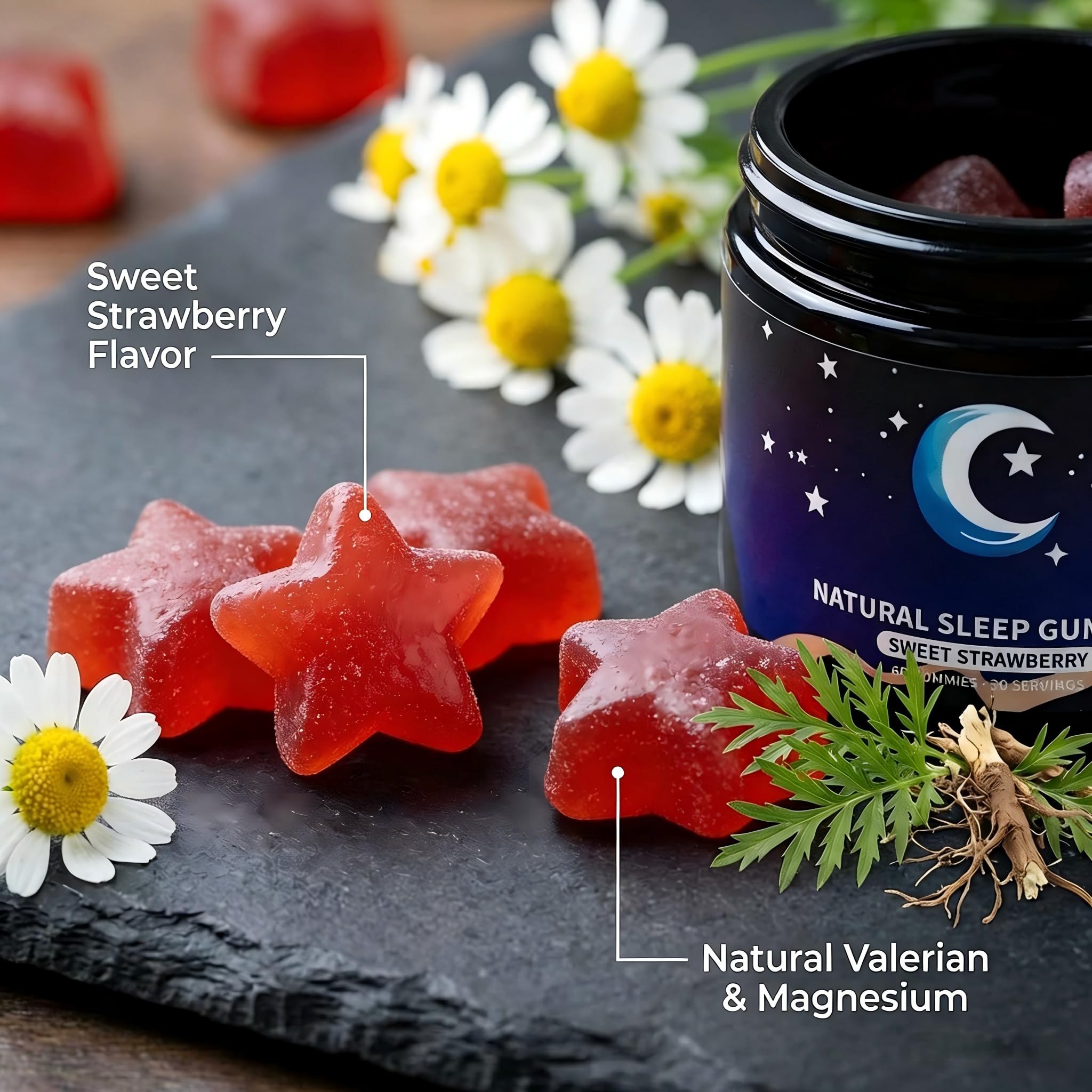 Eudaimona Strawberry Sleep Gummies packaging side view
