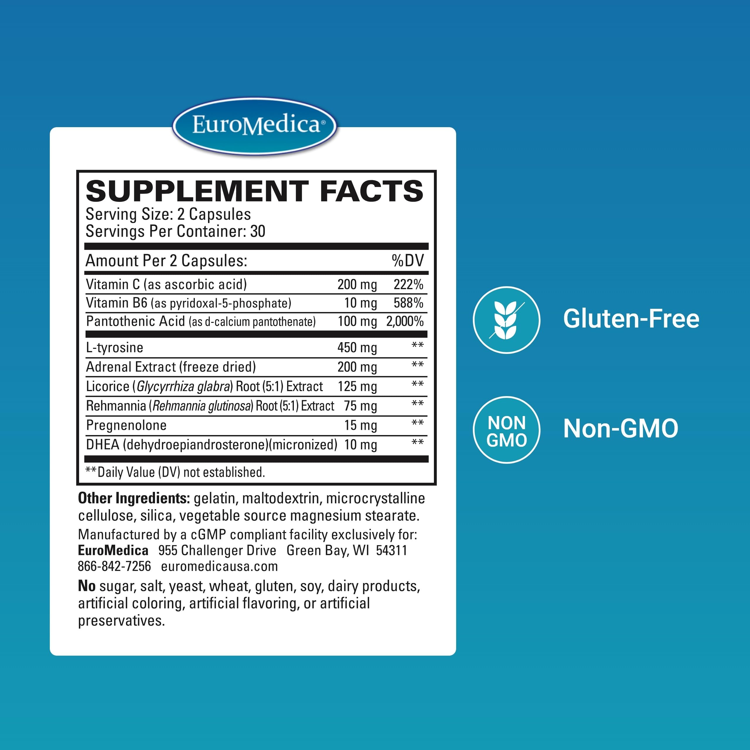 EuroMedica Adrenaplex Adrenal Support Supplement side view