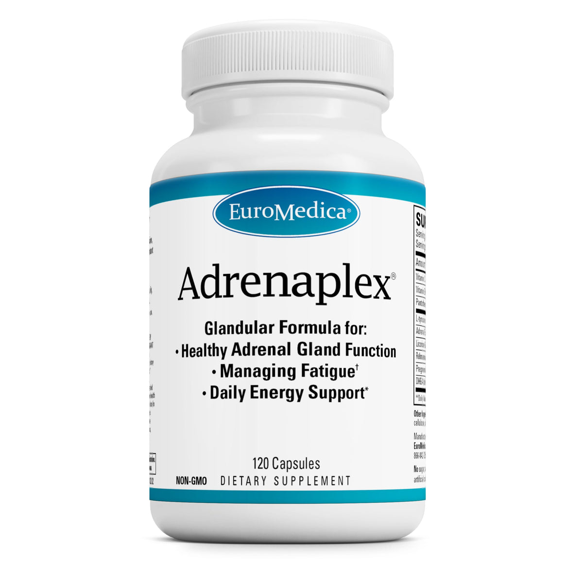 EuroMedica Adrenaplex Supplement 60 capsules front view