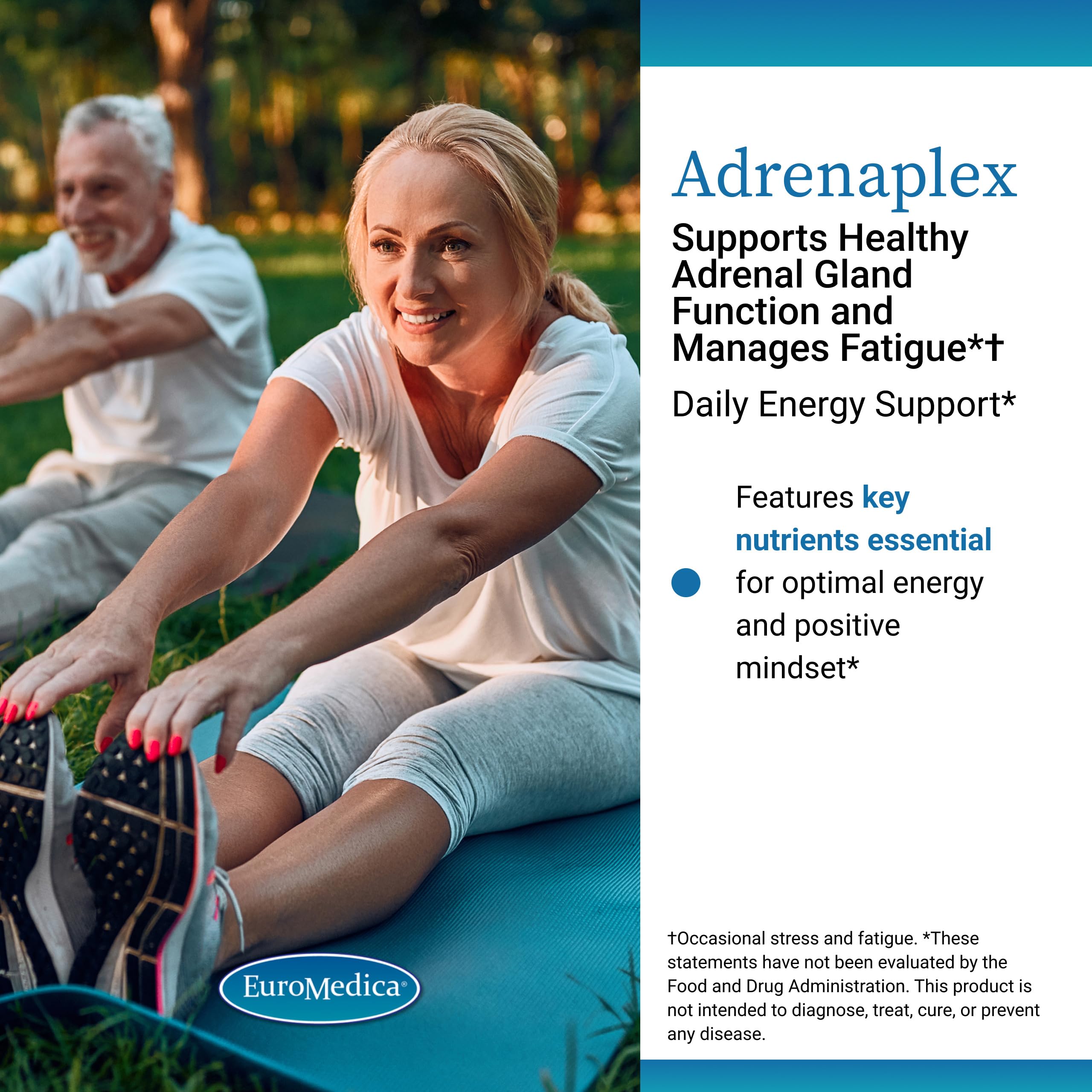 EuroMedica Adrenaplex Supplement back view with ingredient list