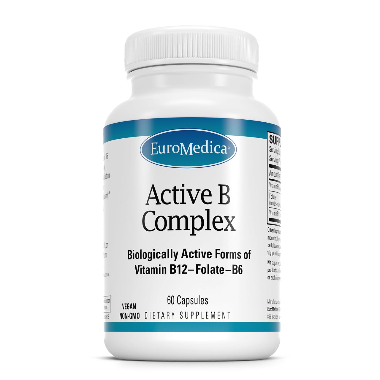 EuroMedica B-Complex Vitamins 60 Capsules front view
