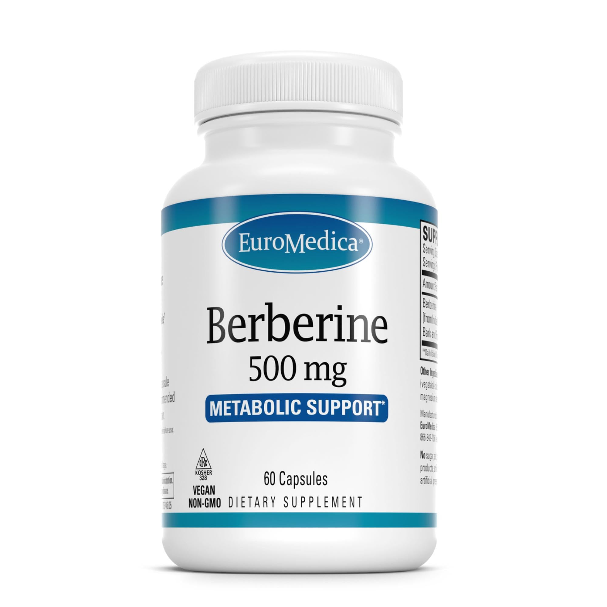 EuroMedica Berberine Capsules front view with packaging
