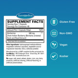 EuroMedica Berberine Capsules side view showing dosage information