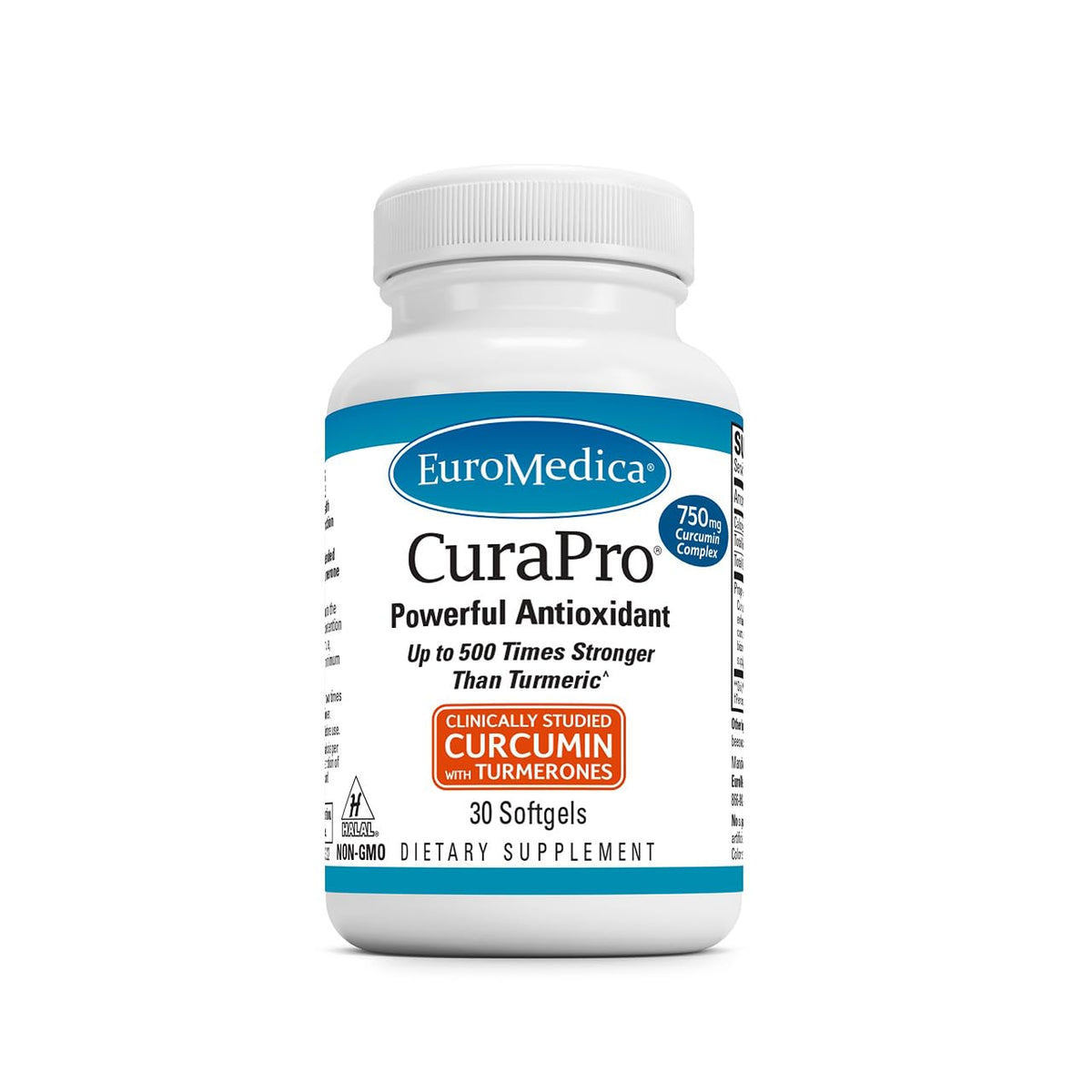 EuroMedica Curcumin 500mg Capsules front view