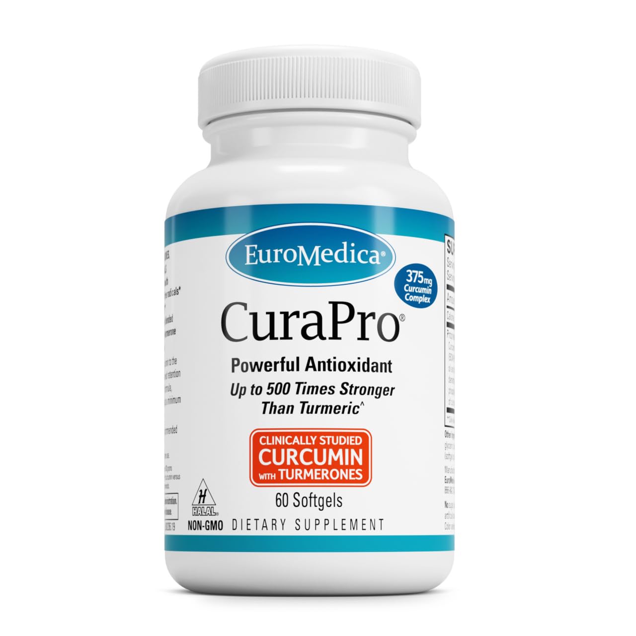 EuroMedica Curcumin Supplement softgel bottle front view