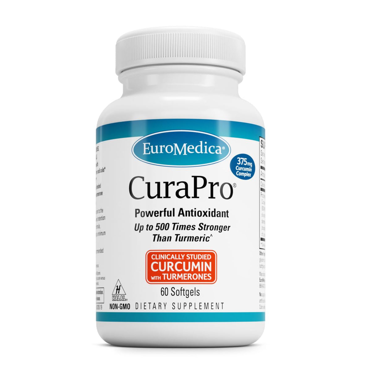 EuroMedica Curcumin Supplement softgel bottle front view