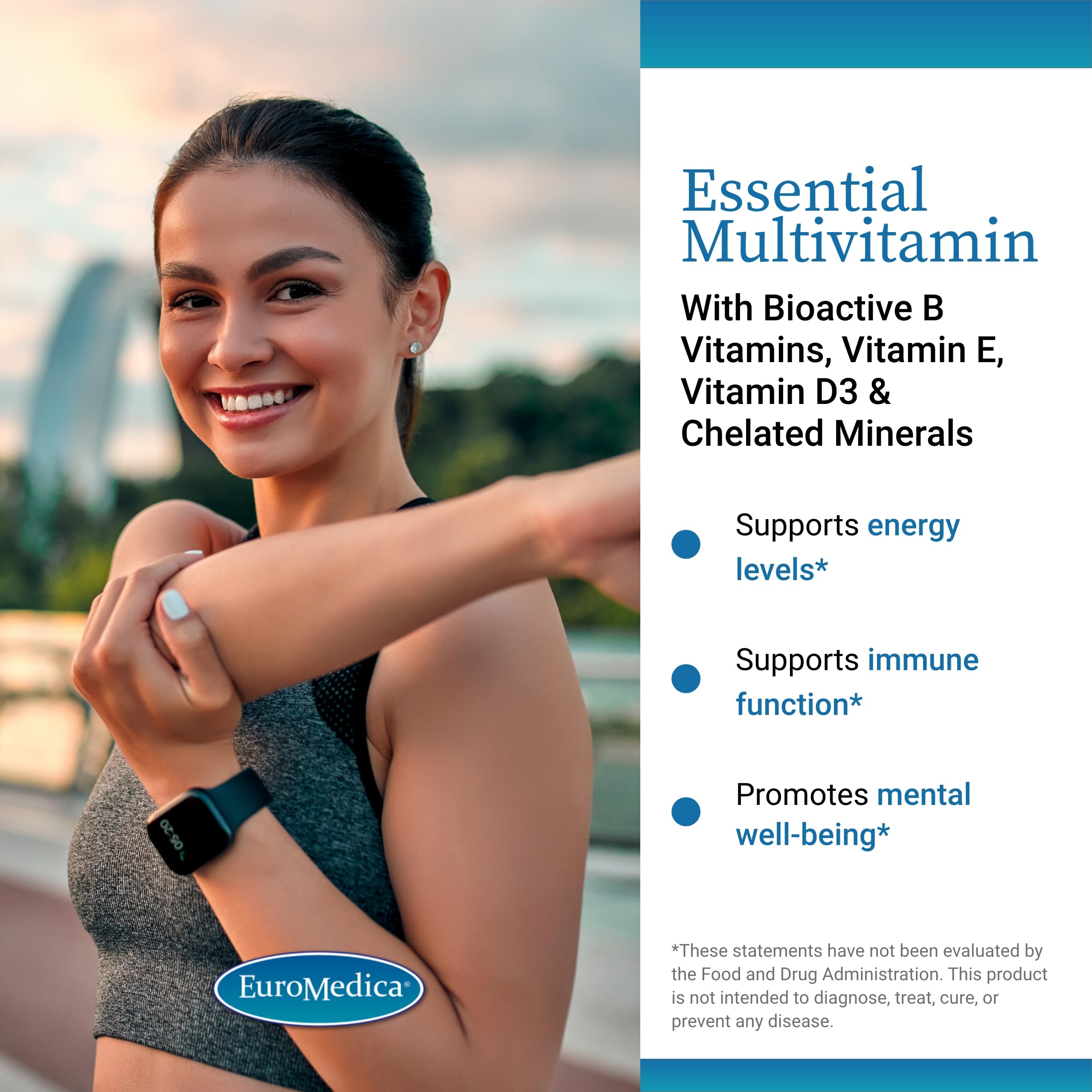 EuroMedica Daily Multivitamin Supplement back view with ingredient list