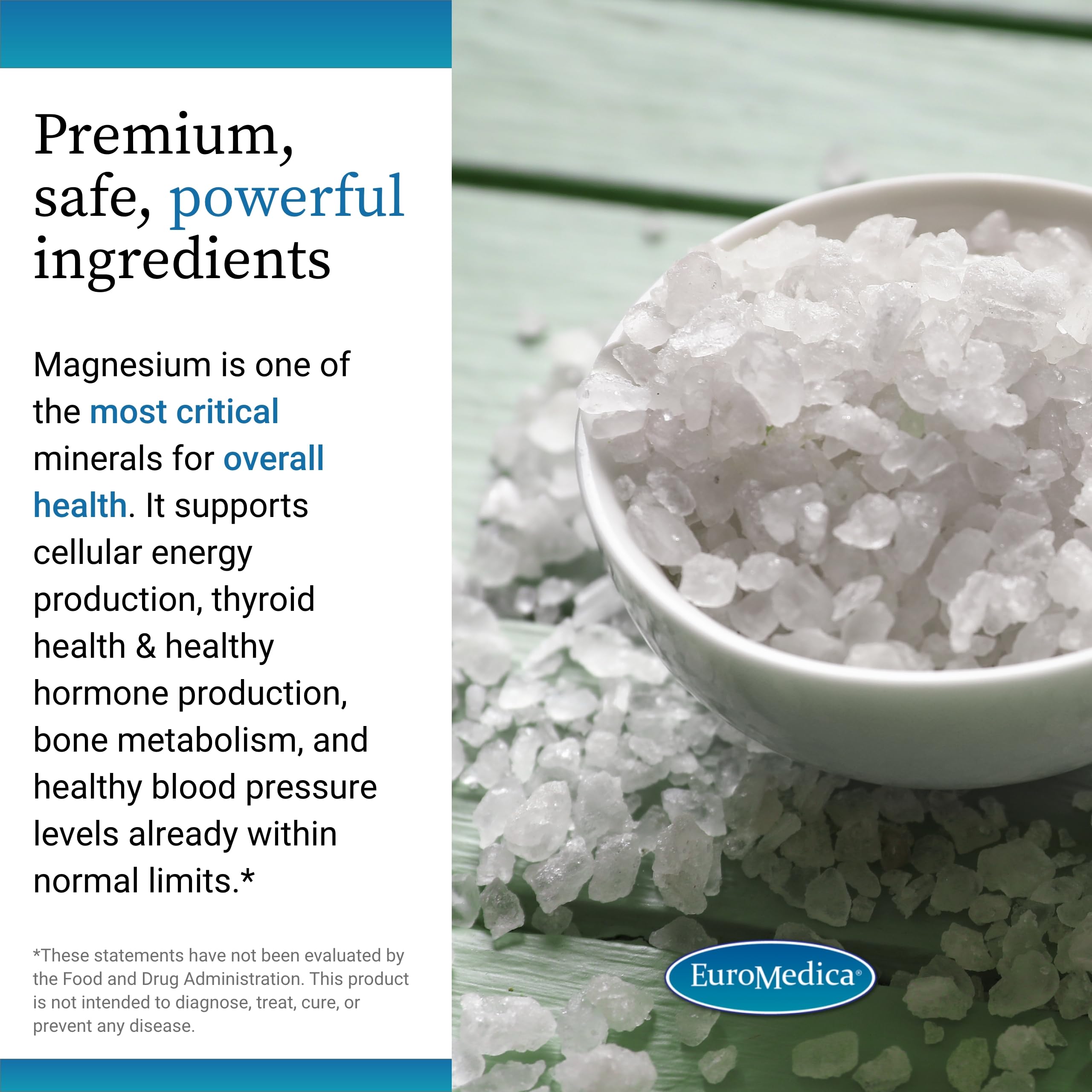 EuroMedica Magnesium Supplement with a measuring spoon