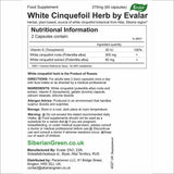 Evalar White Cinquefoil 60 Capsules with ingredients laid out