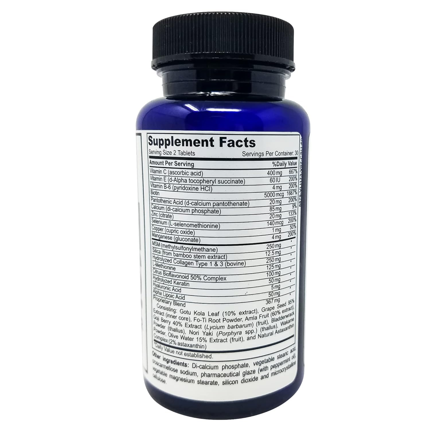 Evan Alexander Biotin Supplement bottle side view