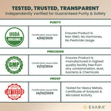 EVARA Organic Moringa Powder 349g back view with nutritional information