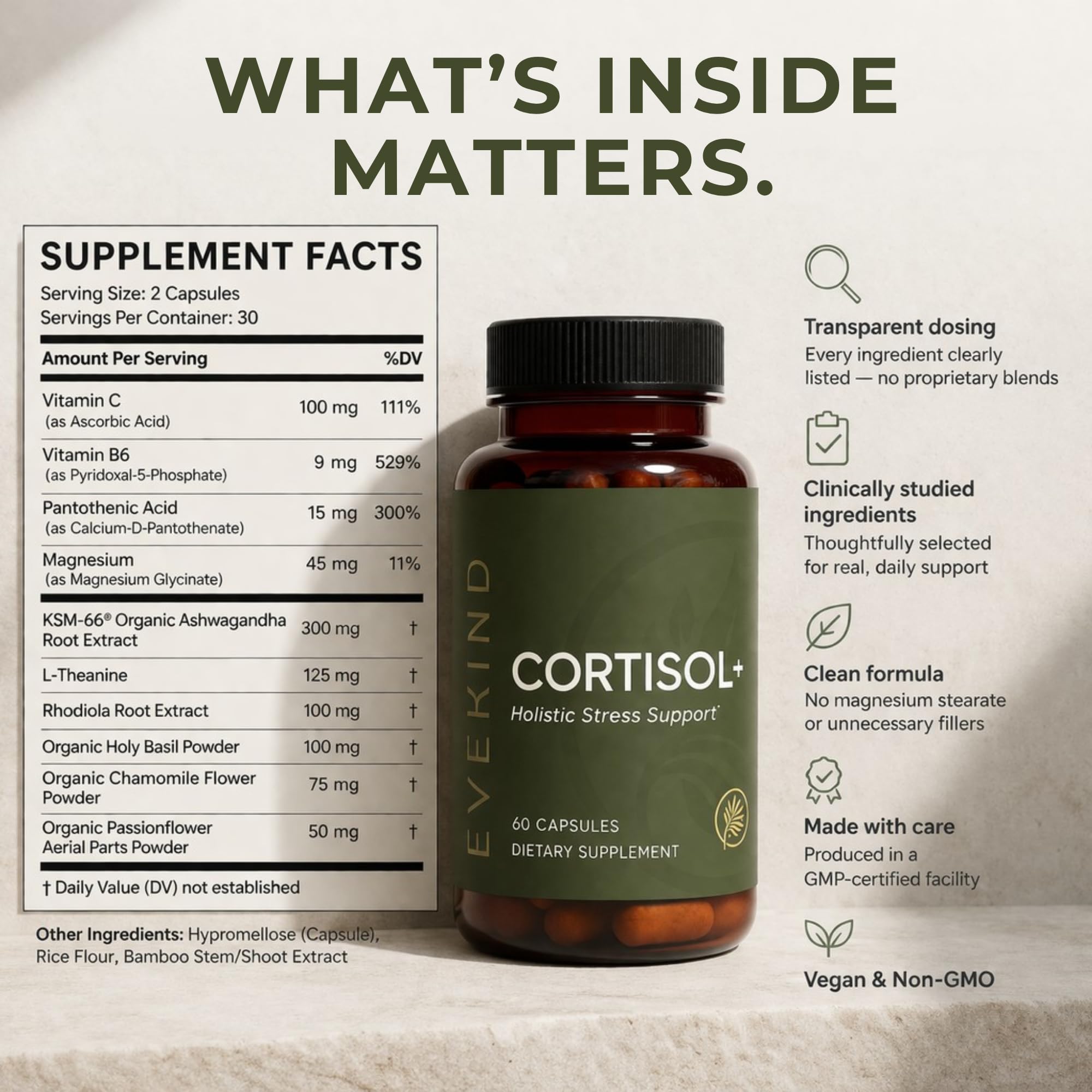 EVEKIND Daily Stress Support for Women 70g ingredients list