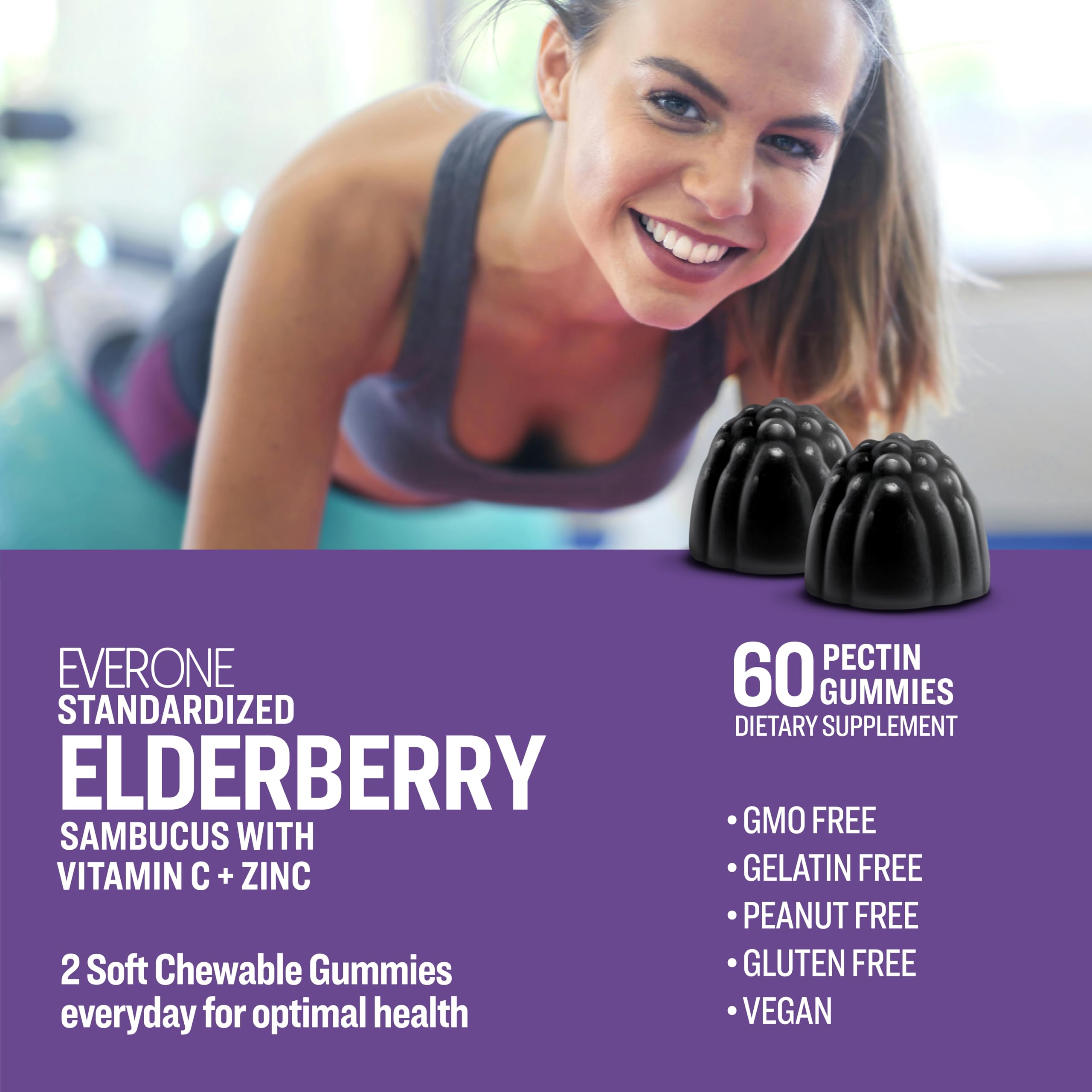 Ever One Elderberry Gummies with Vitamin C and Zinc label