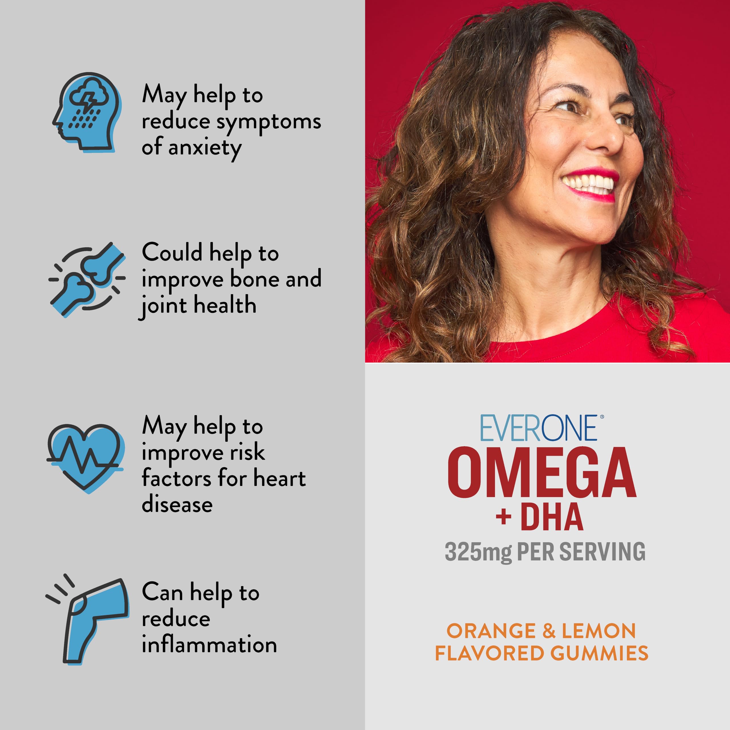 Ever One Omega 3-6-9 Gummies displayed with a measuring spoon
