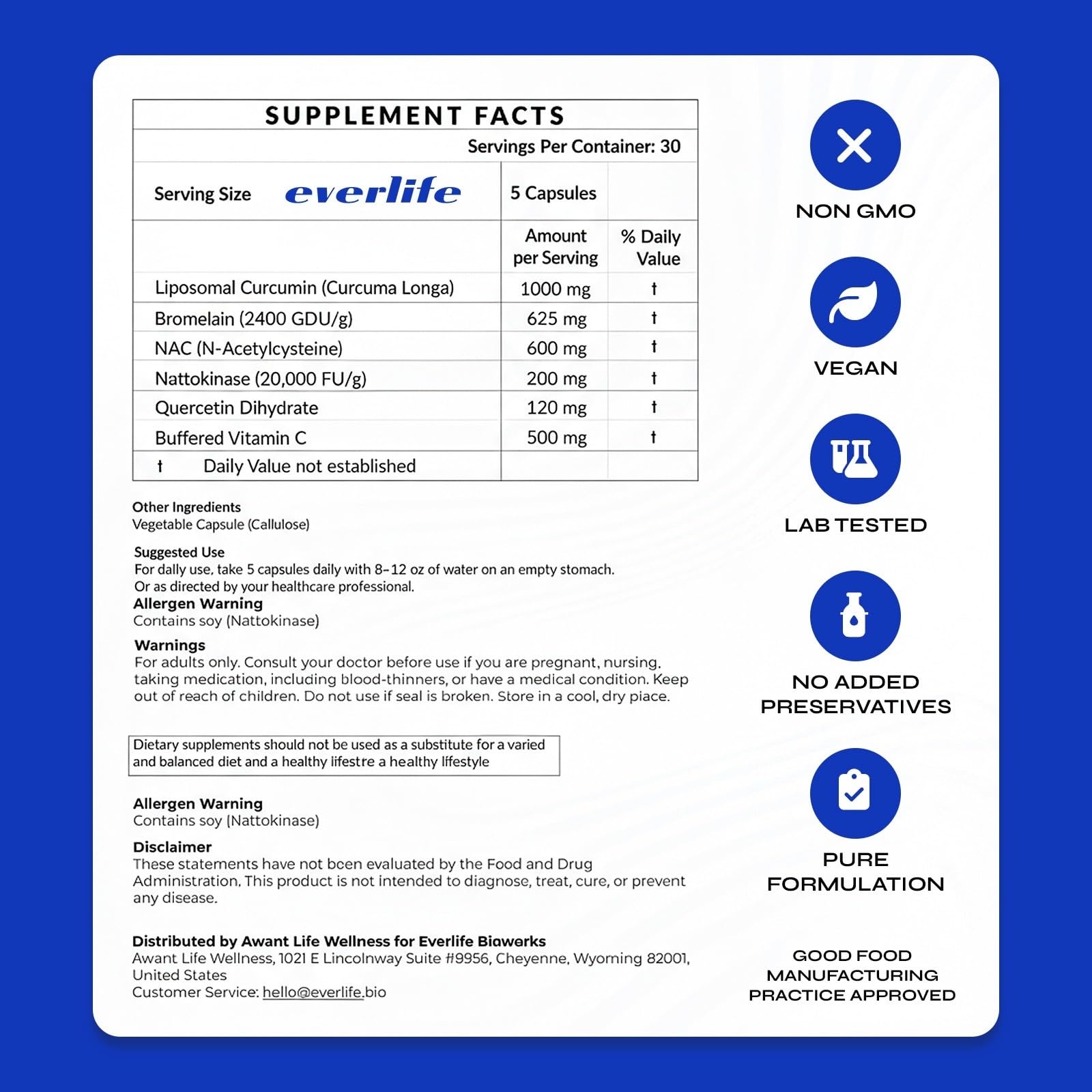 Everlife Curcumin Supplement 180g on a wooden table