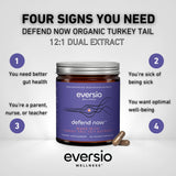 Eversio Wellness Organic Turkey Tail Capsules 1000mg back view with ingredient list