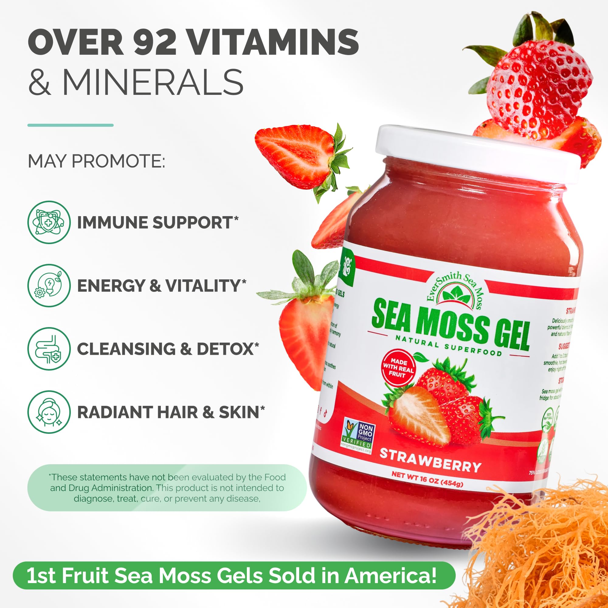 EverSmith Organics Sea Moss Gel 454g opened jar