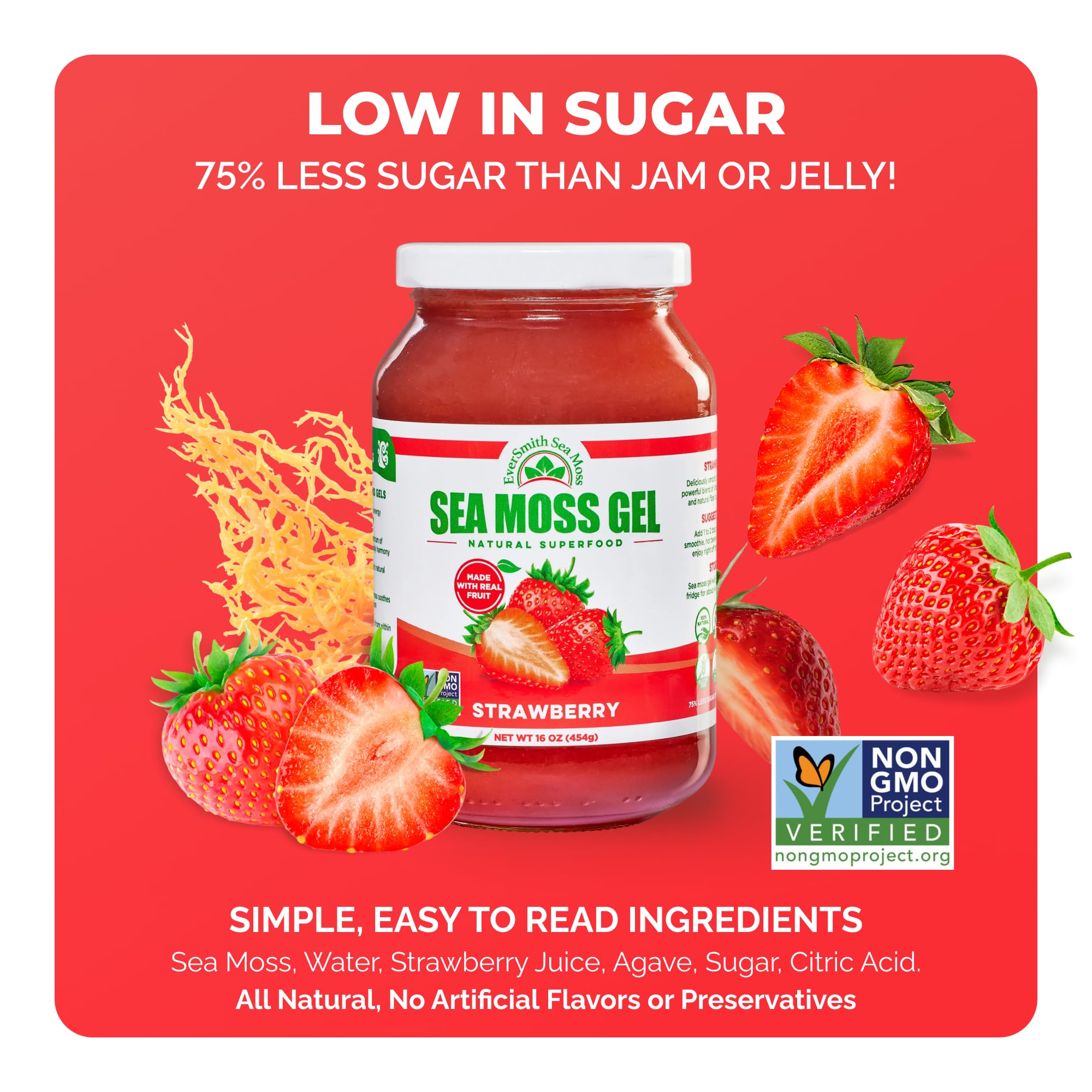 EverSmith Organics Sea Moss Gel 454g with fresh fruits