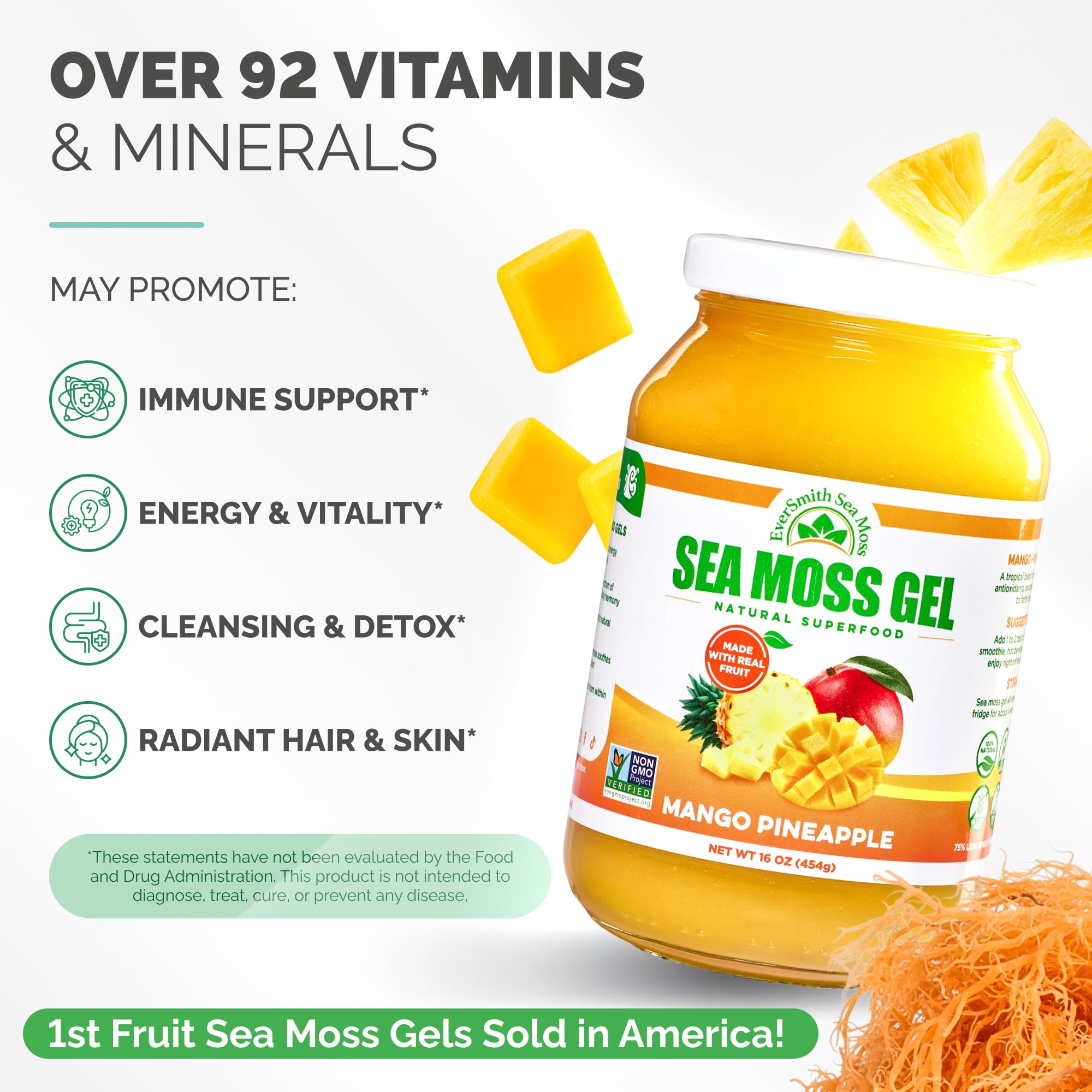 EverSmith Organics Sea Moss Gel 454g with ingredients