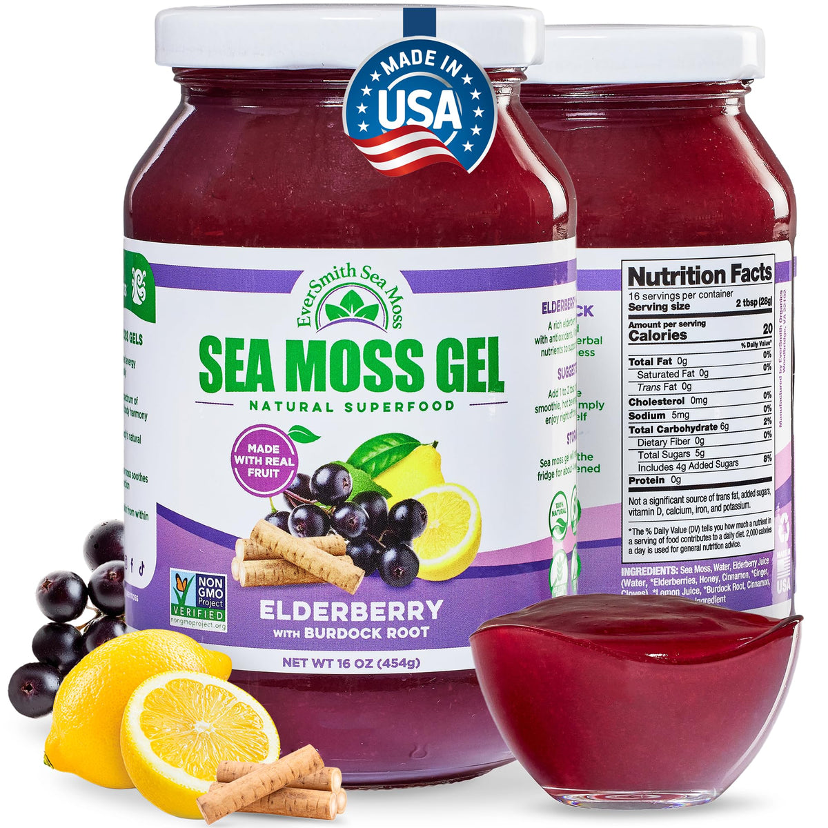 EverSmith Organics Wildcrafted Sea Moss Gel front view in packaging