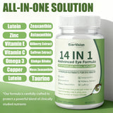 EVERVISION Eye Supplement capsules on a wooden surface