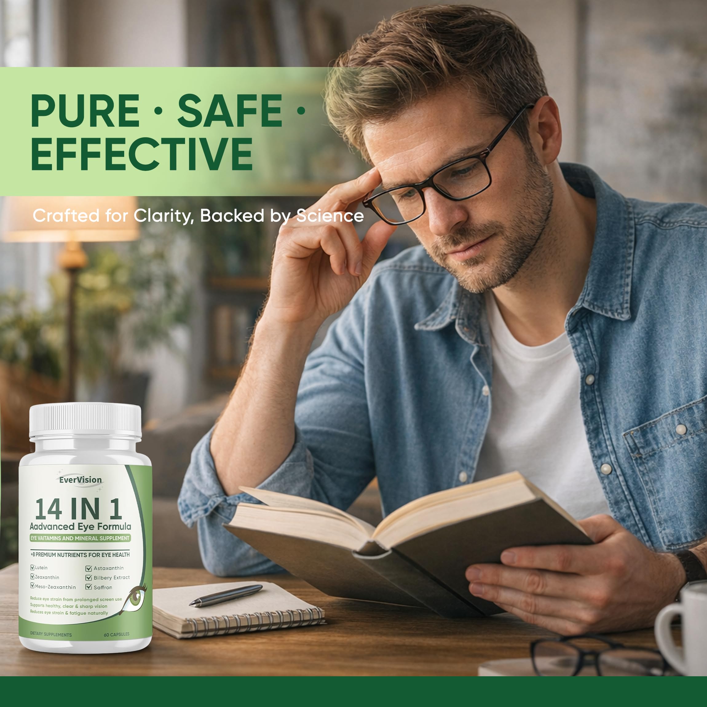 EVERVISION Lutein 14-in-1 Eye Support Supplement in a wellness setting