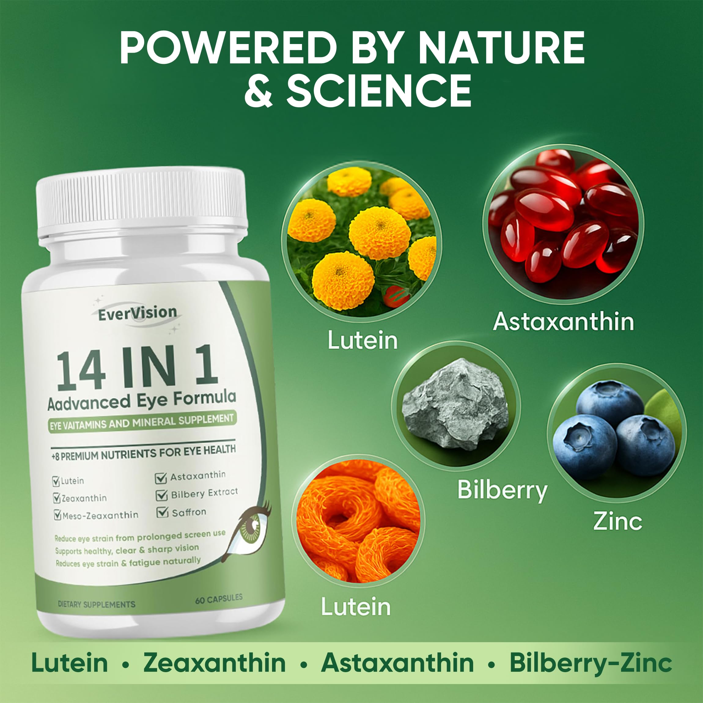 EVERVISION Lutein 14-in-1 Eye Support Supplement side view