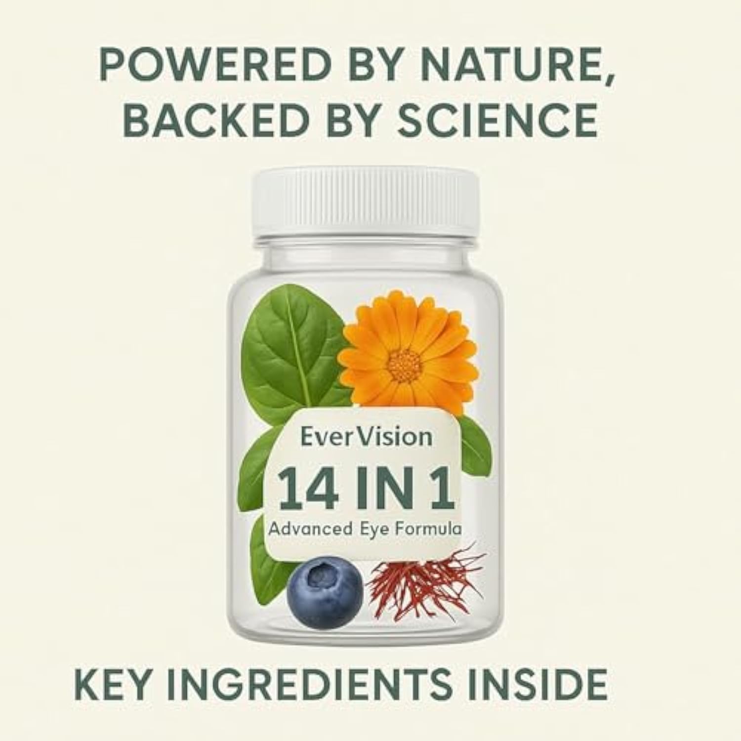EVERVISION Lutein Eye Support Supplement showing the label and ingredients