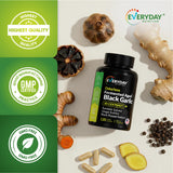 EVERYDAY NUTRITION Odourless Fermented Aged Black Garlic 20:1 Extract with measuring spoon