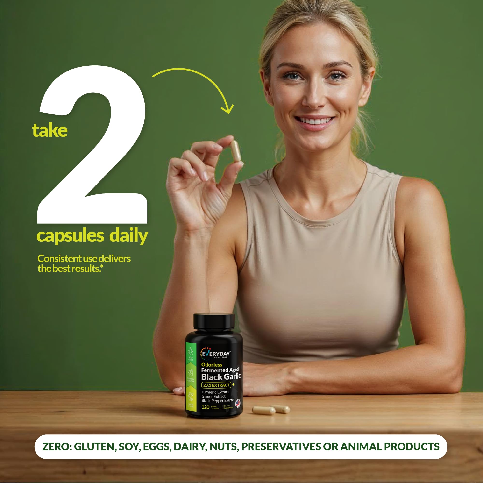 EVERYDAY NUTRITION Odourless Fermented Aged Black Garlic 20:1 Extract ingredients list