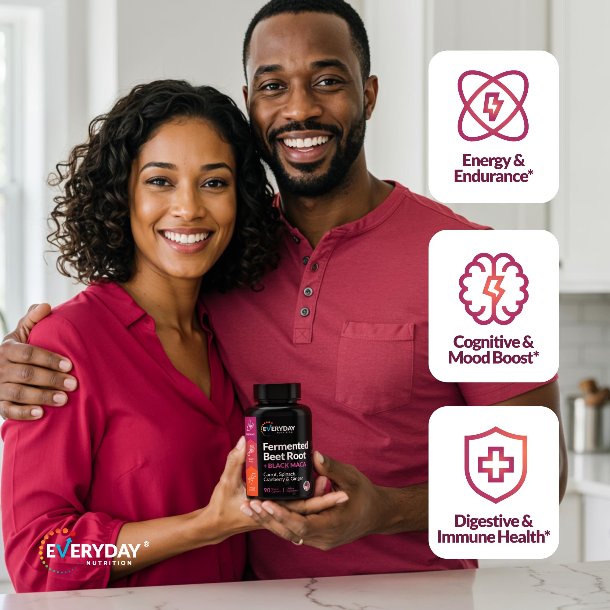 EVERYDAY NUTRITION Organic Superfood Blend capsules on a wooden table