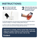 EVIDENT WELLNESS a balanced routine support Powder back view with usage instructions