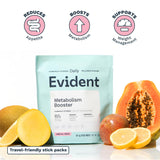 EVIDENT WELLNESS a balanced routine support Powder in a glass of water