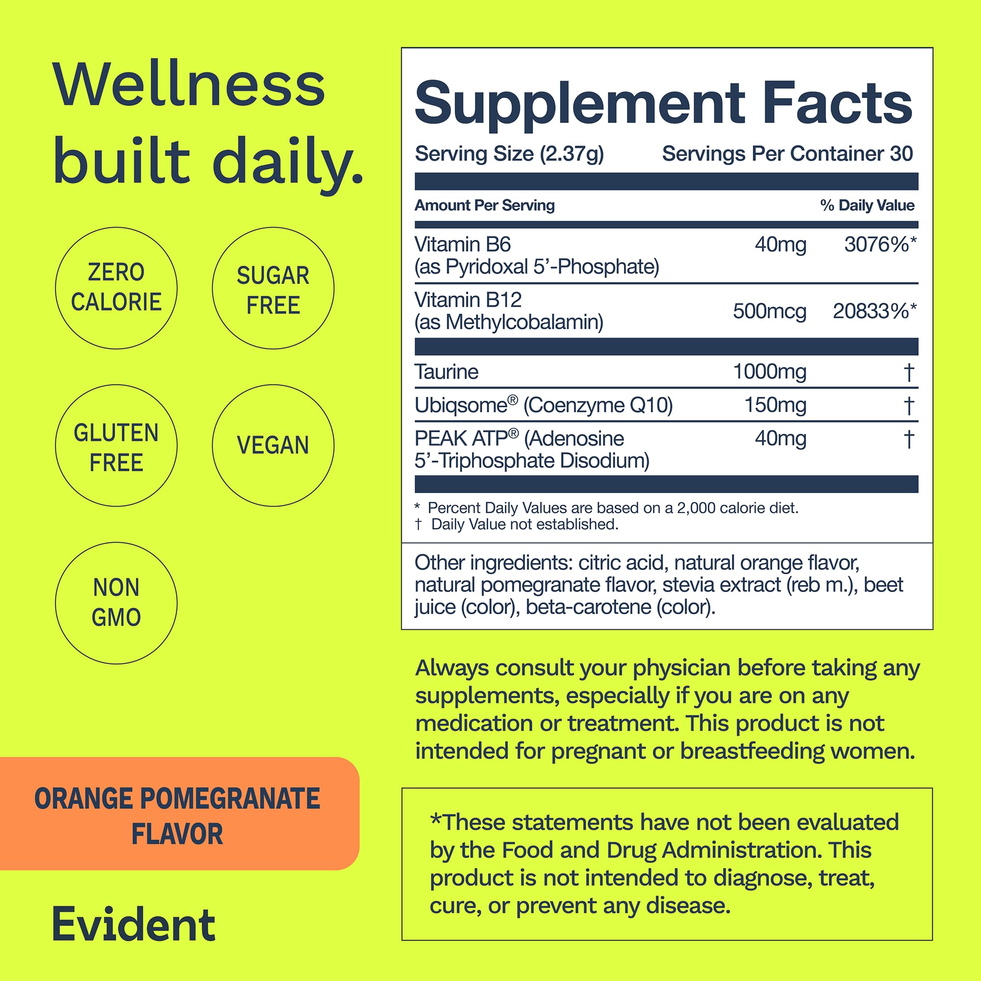 EVIDENT WELLNESS Ageless Energy CoQ10 Supplement ingredients list